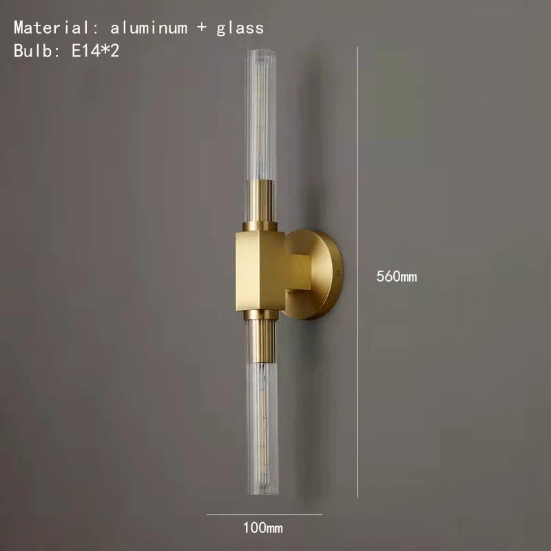 Decorbites™ Goldene Metall- und Glas-Wandleuchte für Badezimmer, Schlafzimmer, Gang und Eingangsbereich