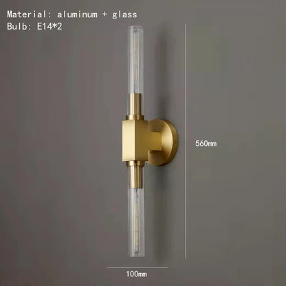 Decorbites™ Goldene Metall- und Glas-Wandleuchte für Badezimmer, Schlafzimmer, Gang und Eingangsbereich