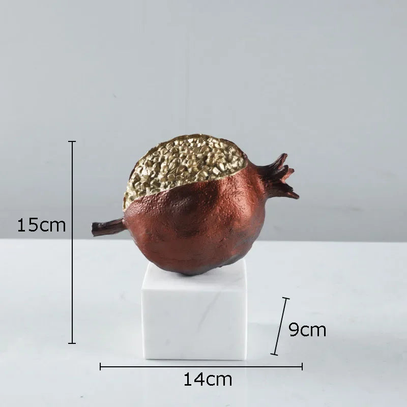 DecorBites™ Golden Pomegranate Sculpture Desk Decoration