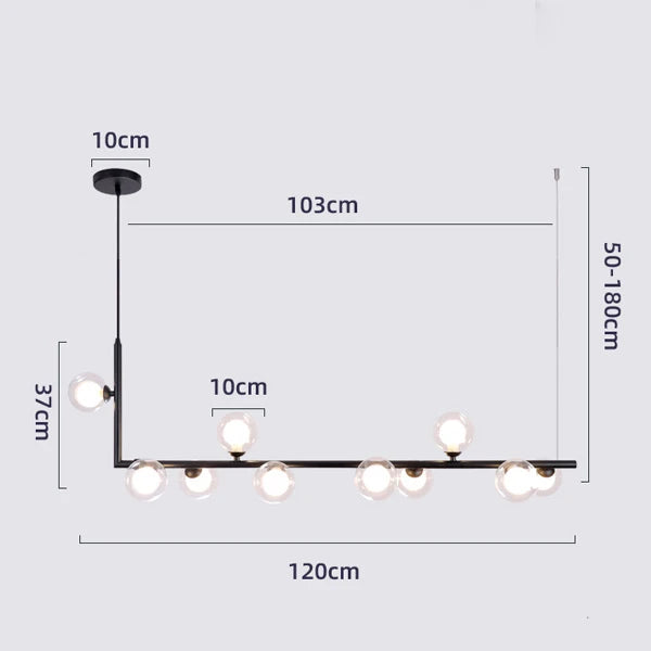 Decorbites™ Glas Schwarz Kronleuchter Pendellampe Nordisch Modern Wohnzimmerleuchte