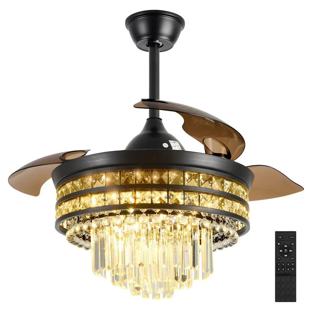 Decorbites™ Kristall-Fandelier-Deckenventilator mit ausziehbarem Kronleuchter & unsichtbaren Flügeln