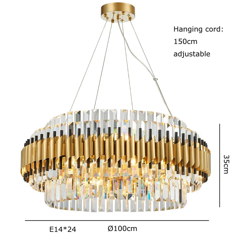 Decorbites™ Gold-Kristall-Kronleuchter LED-Deckenpendellampe - Luxuriöse Wohnzimmer-Dekoration