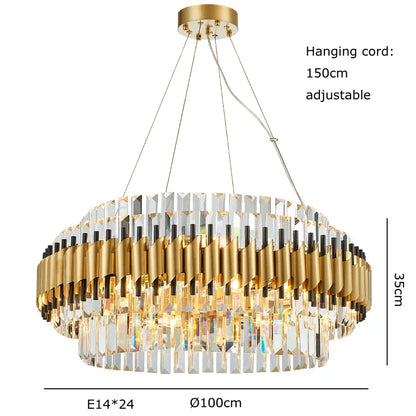 Decorbites™ Gold-Kristall-Kronleuchter LED-Deckenpendellampe - Luxuriöse Wohnzimmer-Dekoration