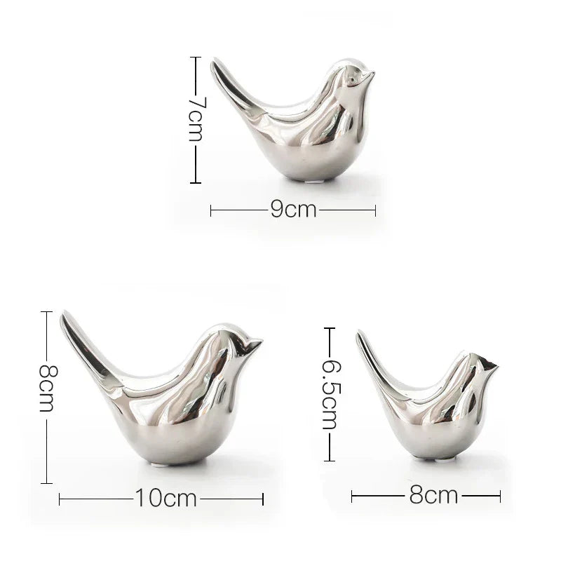 Decorbites™ Goldene Silberne Vogel-Figuren Moderne Keramikstatuen - Wohnraumausstattung Hochzeitsgeschenke