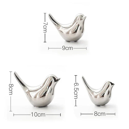 Decorbites™ Goldene Silberne Vogel-Figuren Moderne Keramikstatuen - Wohnraumausstattung Hochzeitsgeschenke