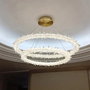 Gold Crystal Pendant Light Art Deco 4-Ring D100cm