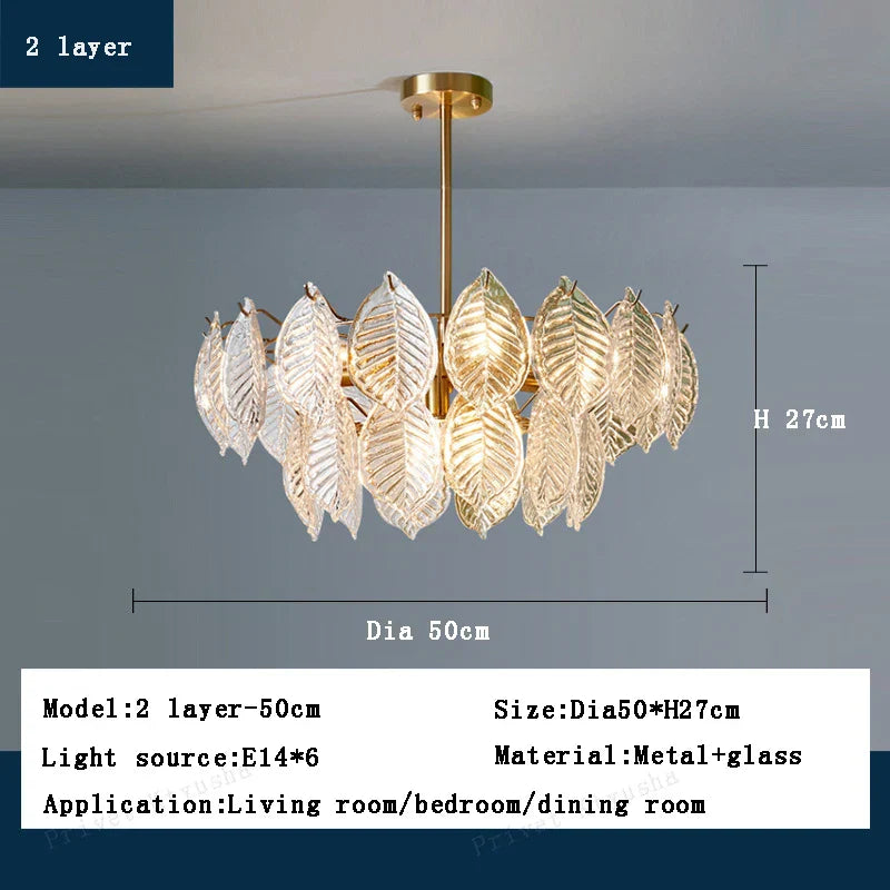 Luxury Leaf Glass Chandelier