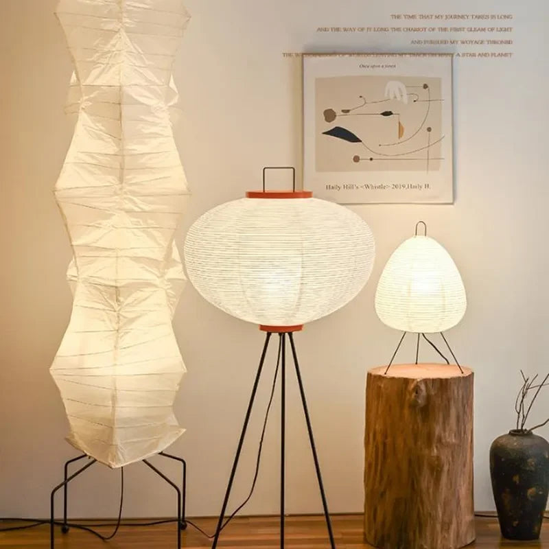Decorbites™ Japanisches Reispapier-Bodenleuchte von Noguchi Yong für Schlafzimmer- und Salonbeleuchtung