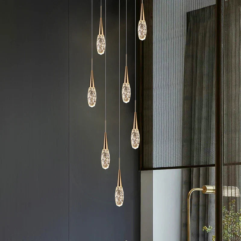 DecorBites™ Diamond Crystal Chandelier - Gold Interior Designer Living Room Lamp