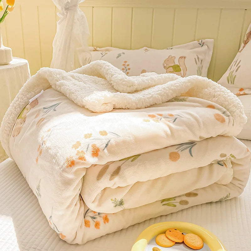 Decorbites™ Gemütliche Milchvelours-Cartoon-Decke für Einzelbett, Studentenwohnheim: Frühling & Herbst Decke