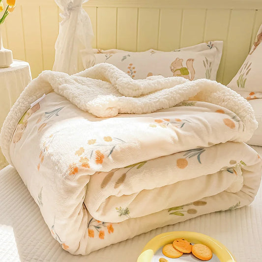 DecorBites™ Cozy Milk Velvet Cartoon Blanket for Single Bed, Student Dorm: Spring & Autumn Blanket