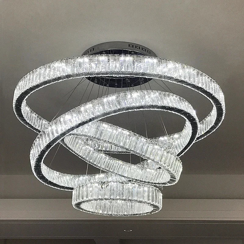 Decorbites™ Kristallring-LED-Kronleuchter: Luxuriöse moderne Deckenbeleuchtung für Treppenhaus, Esszimmer, Schlafzimmer.