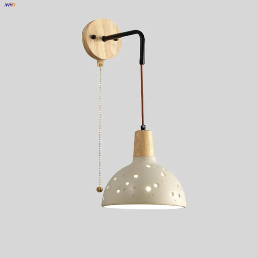 Decorbites™ Verstellbare Wandlampen mit Zugschalter Holzpatrone Zement Moderne Nachttischlampe