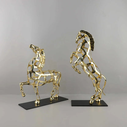 Decorbites™ Goldener Pferde-Metallskulptur: Elegante Wohnraumeinrichtung-Figur