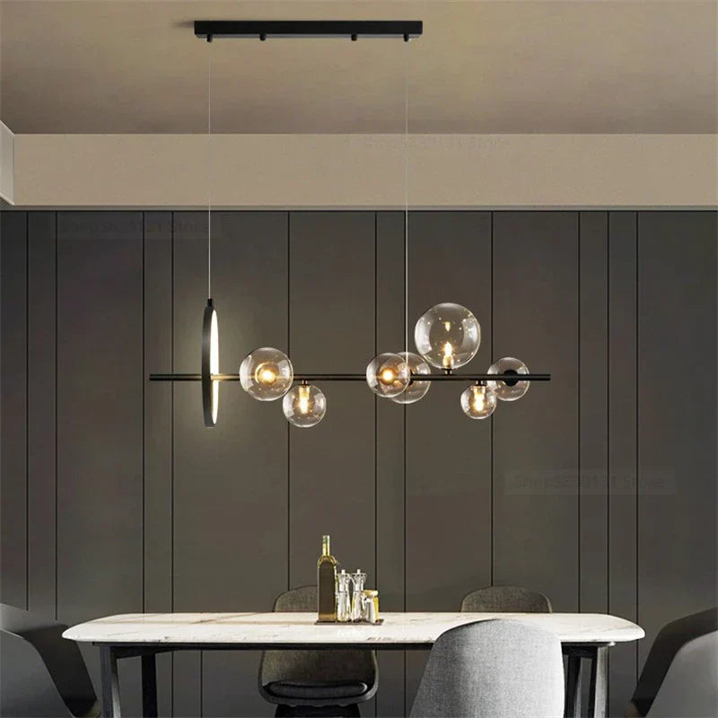 Decorbites™ Glasball-LED-Kronleuchter: Moderne lange Pendelleuchte für Wohnzimmer und Geschäft