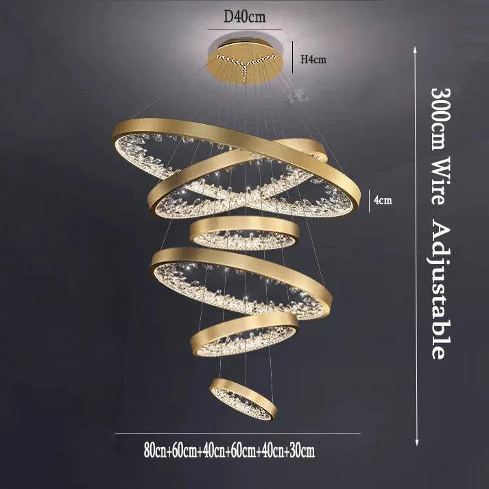 DecorBites™ Crystal LED Chandelier Circle Hanging Lamp - Modern Luxury Dimmable Lighting