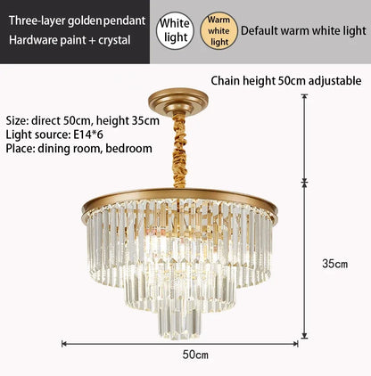 Decorbites™ Kristall Gold Schwarz LED Kronleuchter - Mehrstöckige moderne runde Pendelleuchte