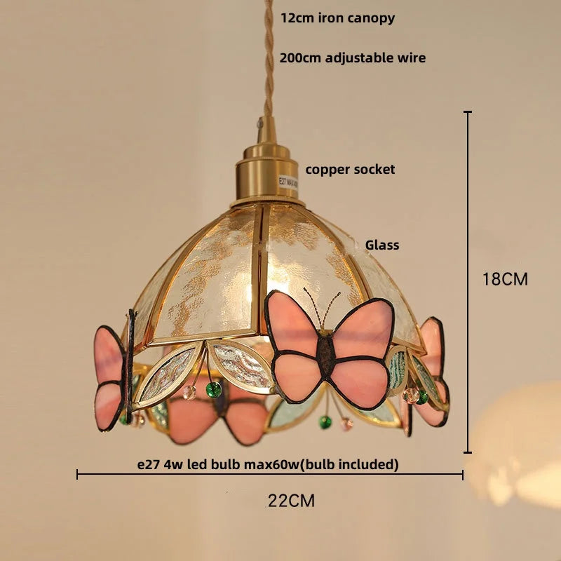 Decorbites™ Klar-Glas-LED-Pendantleuchte Tiffany-Schmetterling Hängelampe