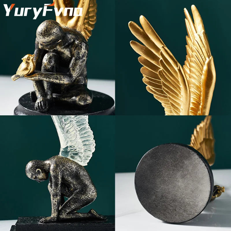 Decorbites™ Abstrakte Goldene Charakter-Harz-Statue Moderne Wohnraum-Dekoration Ornament Skandinavischer Stil