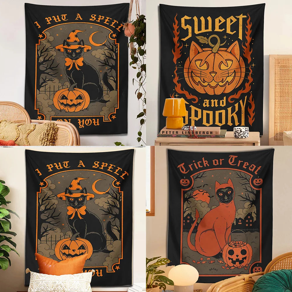Decorbites™ Halloween-Katzen-Wandbehang für süße und gruselige Heimdekoration