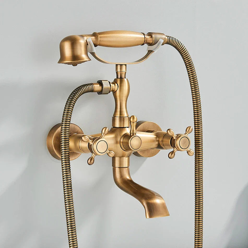 Decorbites™ Golden Schwarzer Badewannenarmatur mit Handbrause und drehbarem Auslauf
