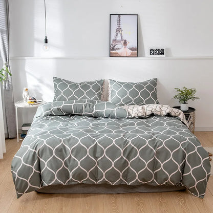 DecorBites™ Dark Flower Print Duvet Cover Set - Queen King Twin Home Bedding Quilt Covers