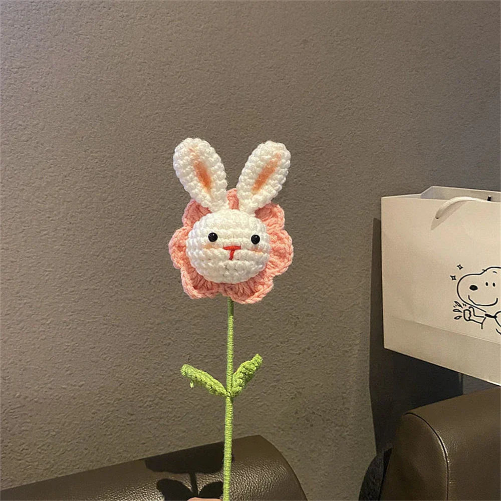 Decorbites™ Gestricktes Sonnenblumen- & Hasen-Bouquet: Handgefertigte Häkel-DIY-Heimdekoration & Geschenk