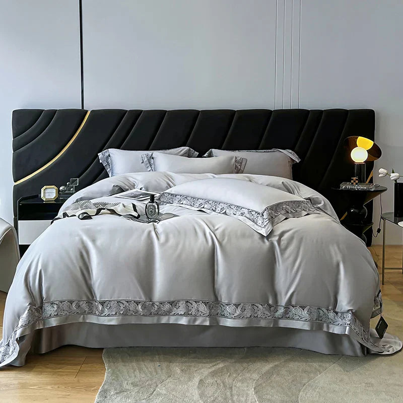 Decorbites™ Luxe 1500TC Ägyptische Baumwolle Spitzenweiter Bettwäsche-Set: Bettbezug, Laken, Kissenbezüge