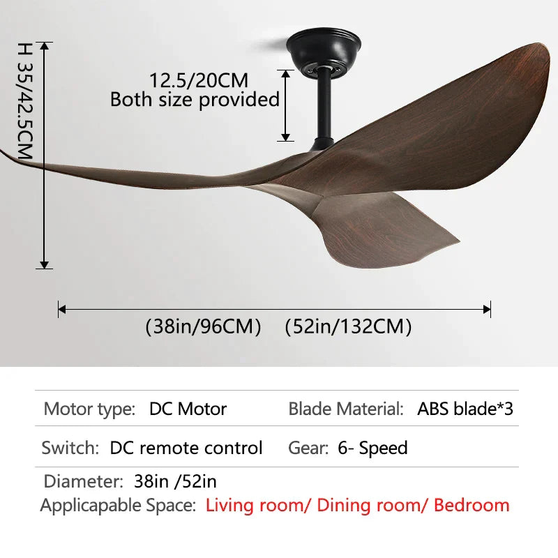 DecorBites™ 52" Modern Ceiling Fan with DC Remote Control for Home and Office