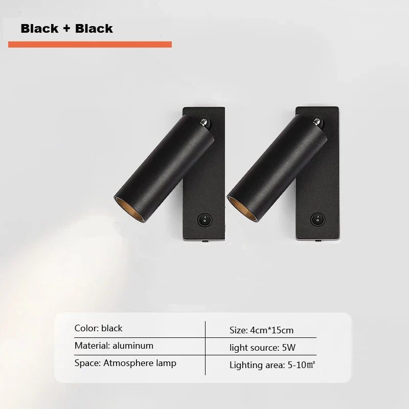 DecorBites™ LED Wall Light: Modern Rotation Headboard Reading Lights for Bedroom, Living Room