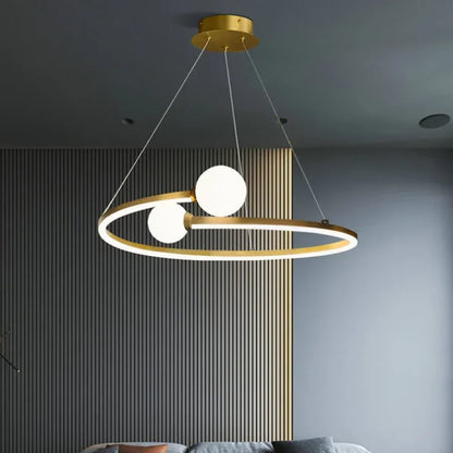 DecorBites™ Gold Nordic Ring LED Ceiling Chandelier for Dining Room & Kitchen Island