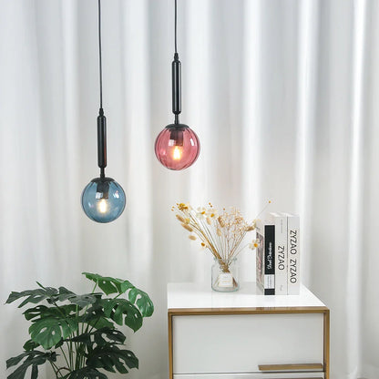 Nordic Glass Pendant Light With Painted Iron Finish