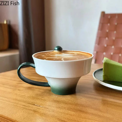 Decorbites™ Gradient Keramik-Tasse- und Untertassensatz – Buntes Tee- und Kaffeegeschirr für den Esstisch