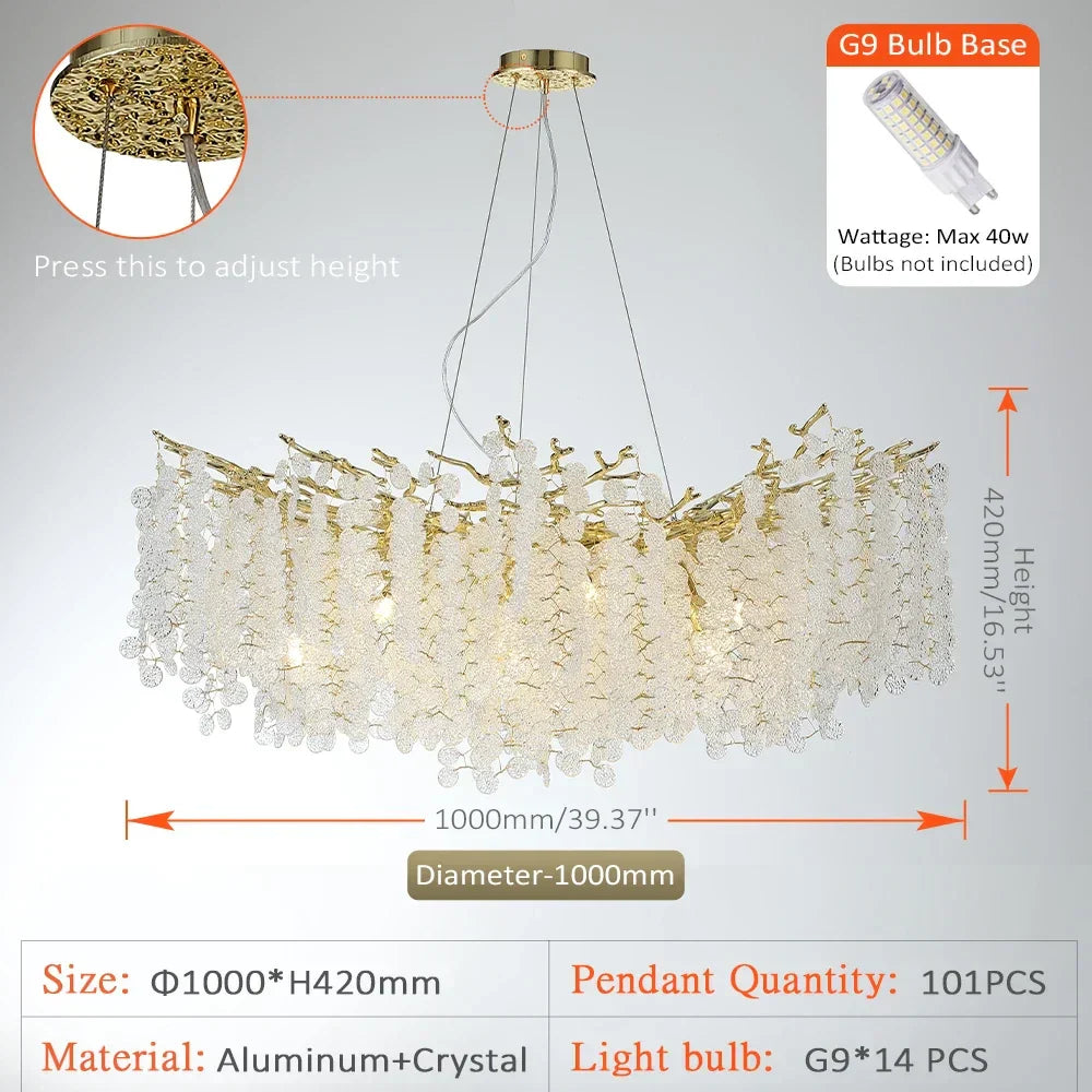 DecorBites™ Golden Money Tree Crystal Chandelier for Elegant Home Décor