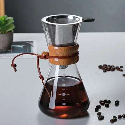 Decorbites™ Glas-Kaffeekanne mit Stahlsieb-Tropffilter für Barista-Pour-Over