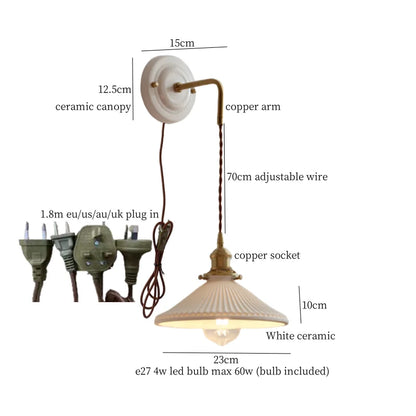 DecorBites™ Adjustable LED Wall Sconce Lamp Stripe Ceramic Copper Mirror Bedside
