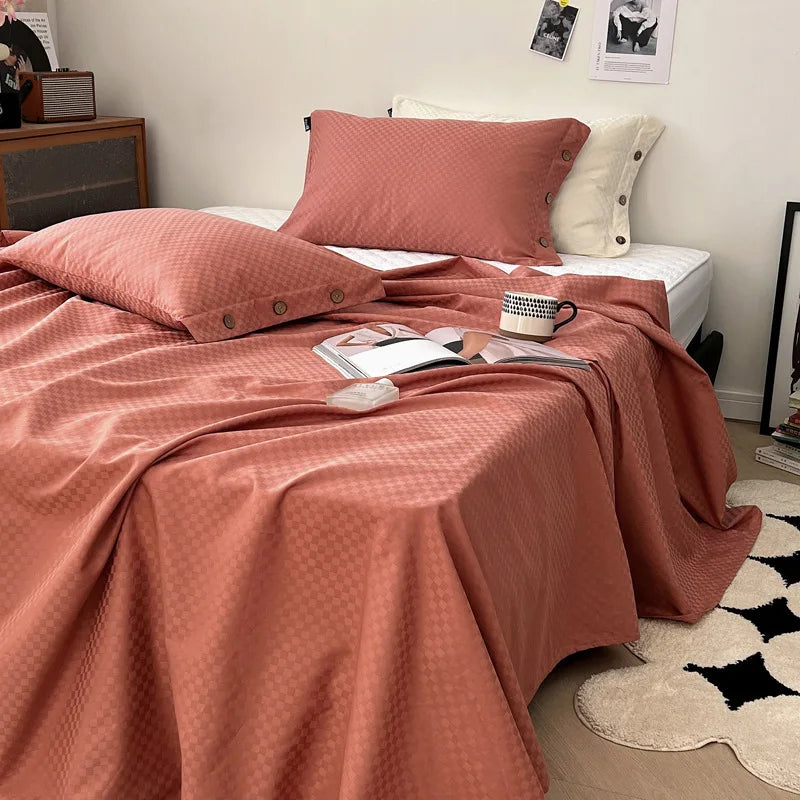 DecorBites™ Luxe Cotton Satin Stripe Bed Sheet Set with 2 Pillowcase