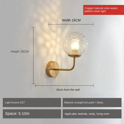 Decorbites™ Glasball-LED-Wandleuchte: Gold Nordisch Minimalistische Wandlampen Beleuchtung Schlafzimmer-Dekor-Armaturen