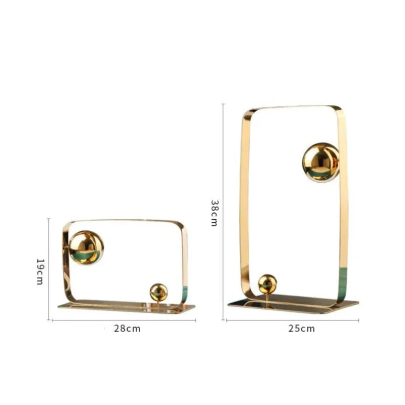 Decorbites™ Goldener Ball-Würfel Edelstahl-Skulptur – Wohnungsdekorationsornament