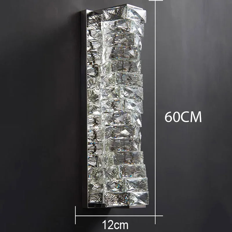Gold Chrome Crystal Sconce For Living Room 60cm
