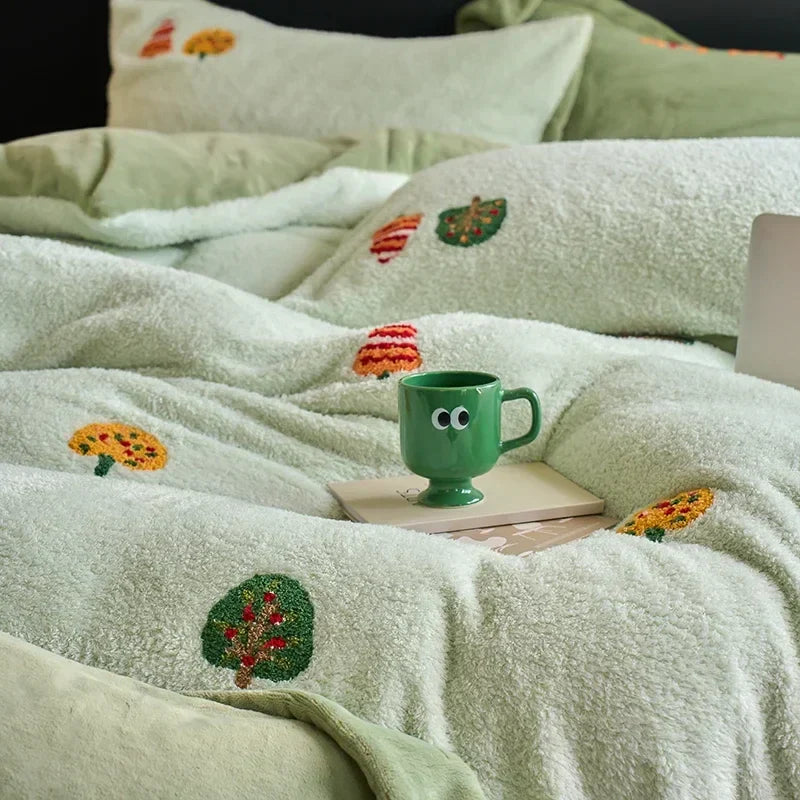 Decorbites™ Vollmatt Ant-Velours Winterbettwäsche-Set für Queensize-Bett Wärme Flauschige Decke