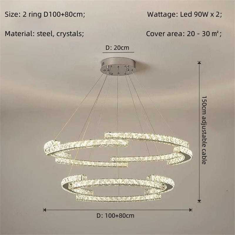 Decorbites™ Kristall-LED-Kronleuchter Anhängerleuchte Moderne Luxus-Eingangshalle Deckenlampe
