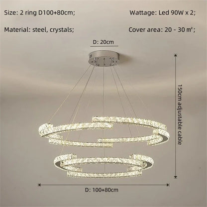 Decorbites™ Kristall-LED-Kronleuchter Anhängerleuchte Moderne Luxus-Eingangshalle Deckenlampe