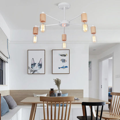 Decorbites™ Industrielle Stange Eisen Holz Sputnik Kronleuchter Deckenlampe LED E27 Heimbeleuchtung