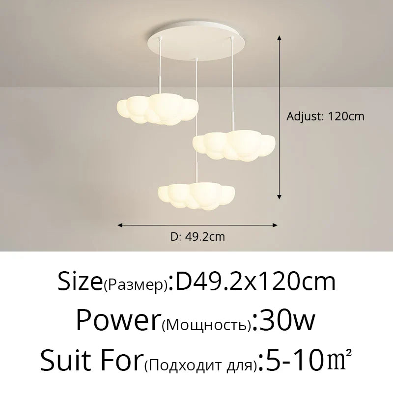 DecorBites™ Cloud White Floating Pendant Chandelier for Dining Room, Kitchen Island, Indoor Lighting