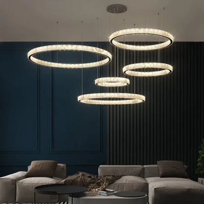 Decorbites™ Golden Crystal Kronleuchter: Nordisch Modern Luxuriöser LED-Hängender Halo für das Wohnzimmer