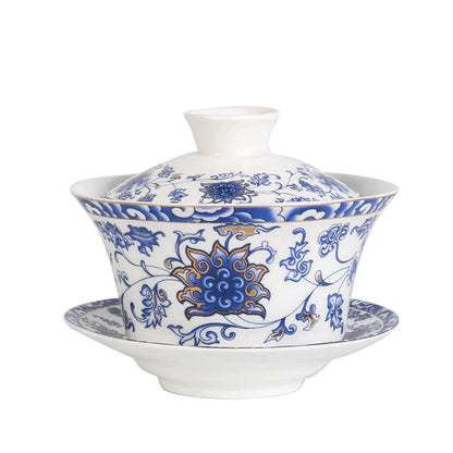 DecorBites™ 350ml Ceramic Gaiwan Porcelain Tea Cup Set
