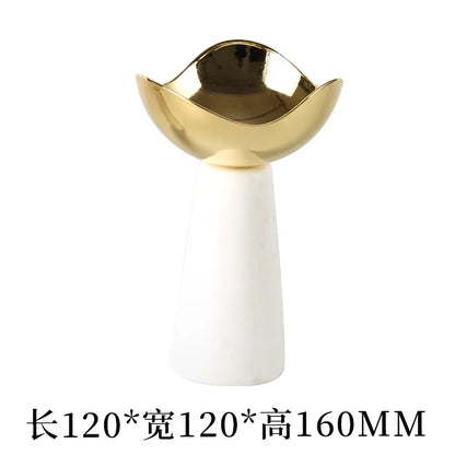Decorbites™ Goldene Tablett-Dessertschüssel Obst-Snackteller Heimdekoration Aufbewahrungsbehälter