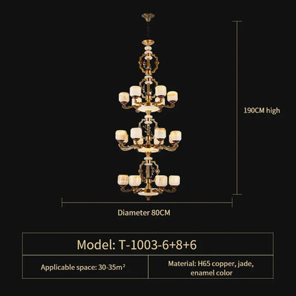 Decorbites™ Jade-Zinklegierung-Kronleuchter für Wohnzimmer, Restaurant, Halle – Elegantes chinesisches Design