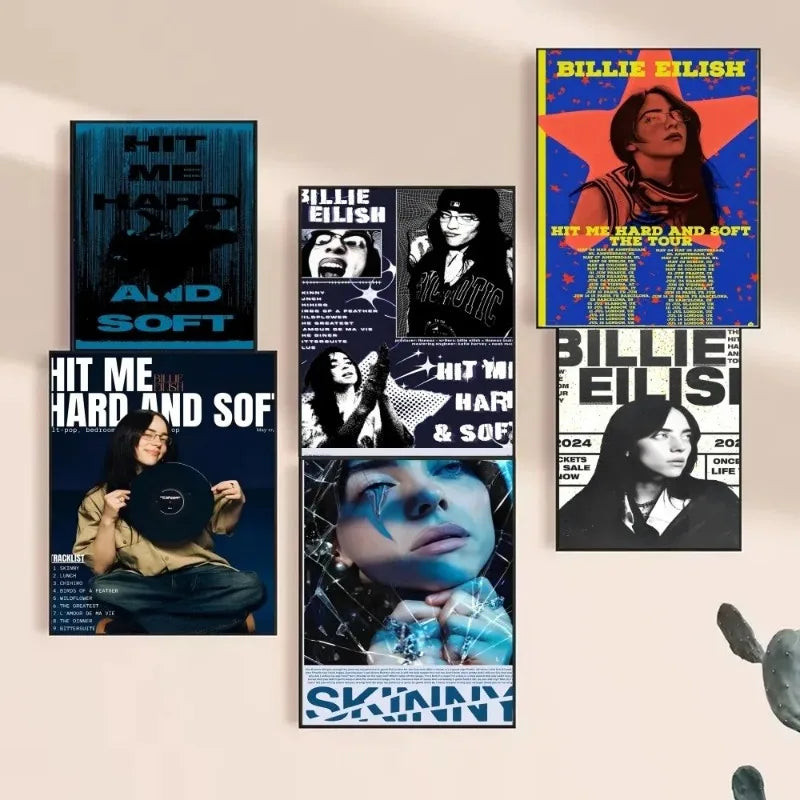 1pc Hit Me Hard and Soft B-BillieS Vintage Posters Sticky Retro Kraft Paper Sticker DIY Room Bar Cafe Kawaii Room Decor